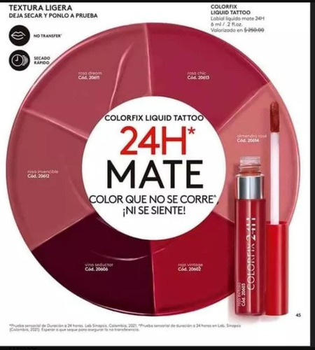 Esika Labial Liquido Colorfix 24 Hrs. Matte Rojo Magia