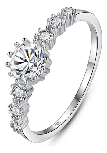 comprar Anillo Compromiso Plata Esterlina 925 Chapa Oro Blanco