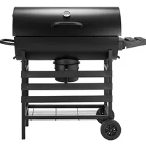 Comprar Asador Tipo Barril De Carbón Con Gran Área De Cocción Móvil Color Negro