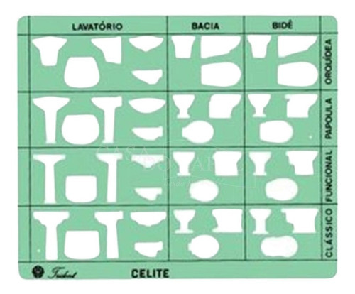 Gabarito Trident Arquitetura Sanitários A-10 Escala 1:50 Cor Colorido