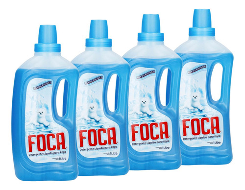 4 Pack Foca Detergente Liquido Ropa 1 Lt