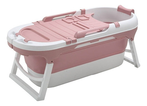 Bañera Plegable Grande Baño Adulto Spa Tratamiento Premium Color Rosado y blanco