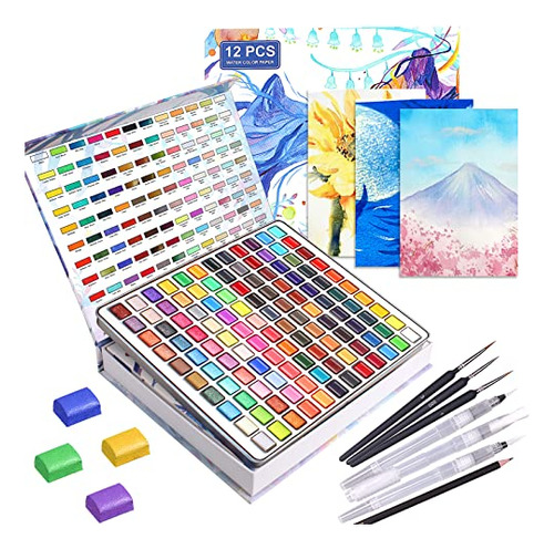 120 Premium Watercolor Paint Set In Portable Box With Gift W