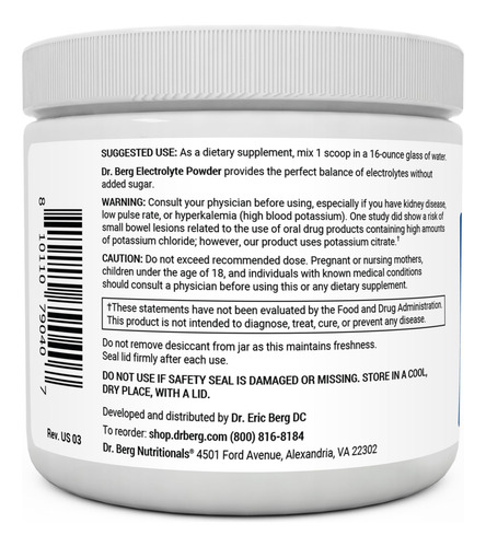 Polvo Electrolítico Dr. Berg Hydration Keto Con 1 Litro De P
