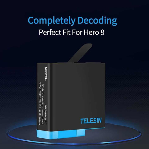 Bateria Telesin Gopro Hero 8, 7, 6, 5 Black/silver