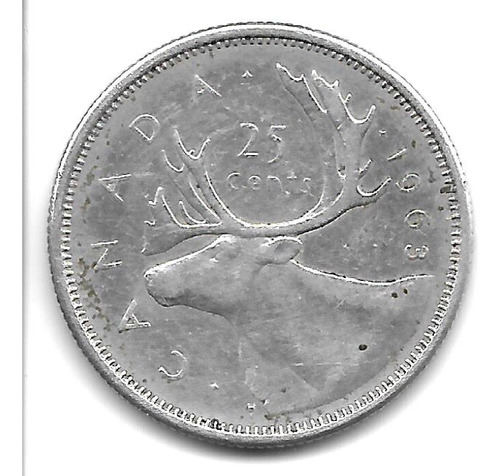Canadá Moneda De 25 Centavos De Plata Año 1963 Km 52 - Xf-