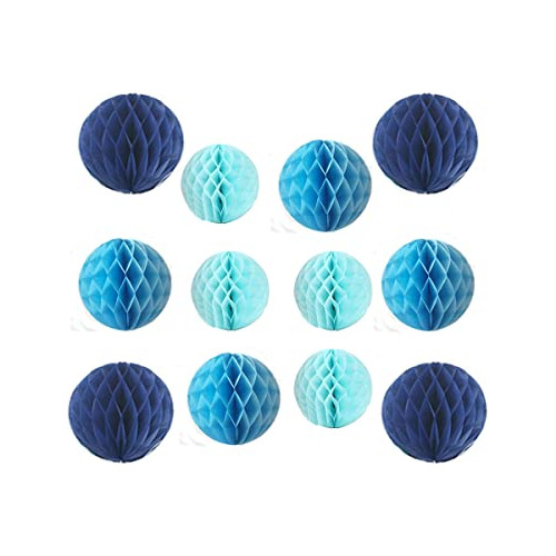 12 Piezas De Bolas De Panal Fiestas, Kit Azul (4'' 8'' ...