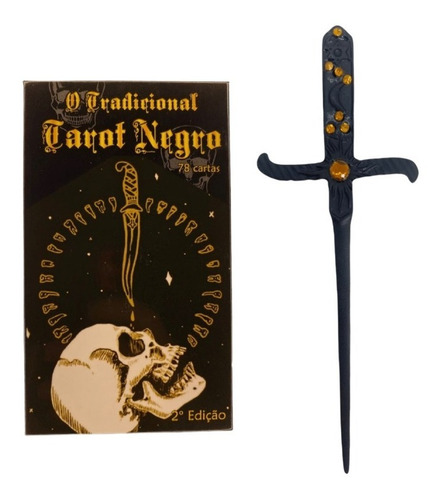 Kit O Tradicional Tarot Negro 2ª Edição 78 Cartas + Athame