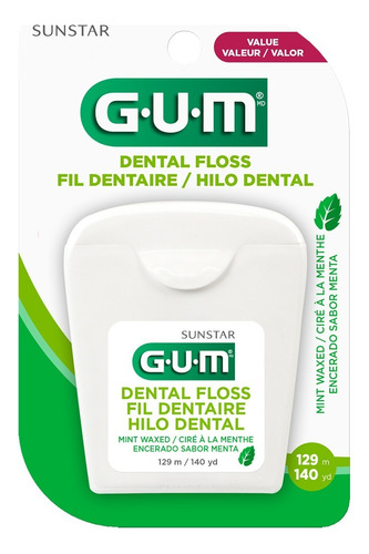 Hilo dental GUM Mint Waxed sabor menta 129 m