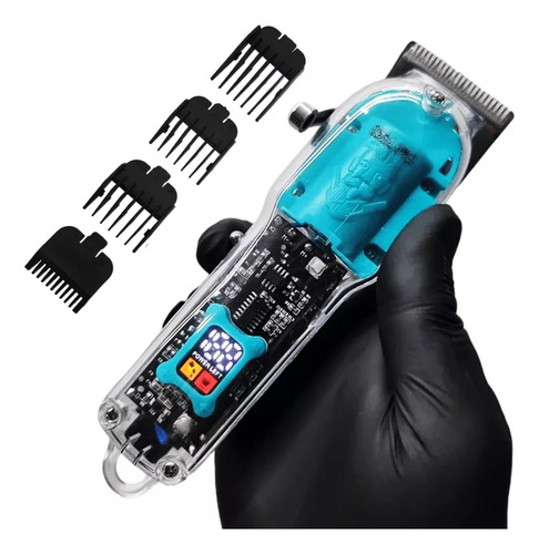 Maquina De Corte Cabelo Bigode E Barba Transparente Sem Fio