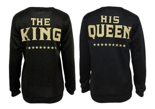 Sacos Novios Queen Y King Sacos Pareja Hoddies Negro Dorado