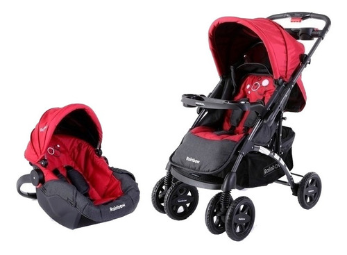 Cochecito de paseo Rainbow Adagio travel system 1296 rojo/negro con chasis color negro