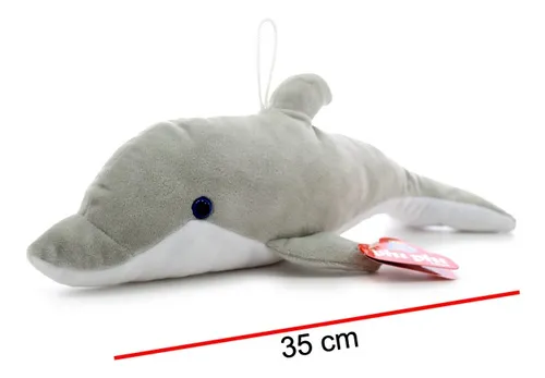 Jajaja dentro cinta Peluche Animal Delfin Real 35 Cm.