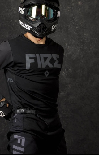 Imagen 4 de 10 de Conjunto Mx Motocross Fire Windline Black- All Motors Online