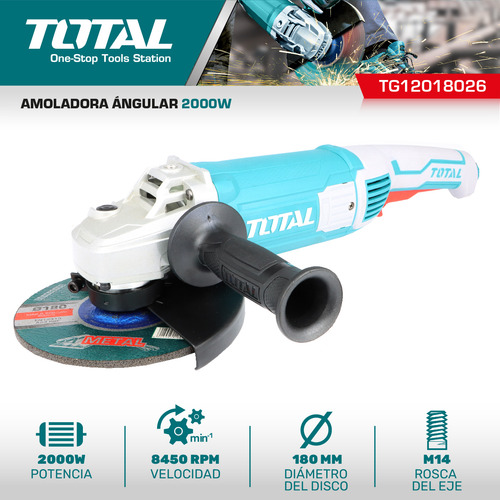 Amoladora Angular Industrial 2000w 180mm Total Color Turquesa Frecuencia 50 Hz/60 Hz