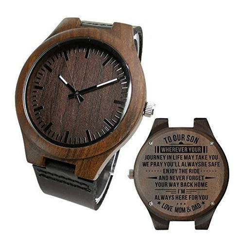 Reloj De Madera Grabado Negro Para Hombre Reloj De Madera Na