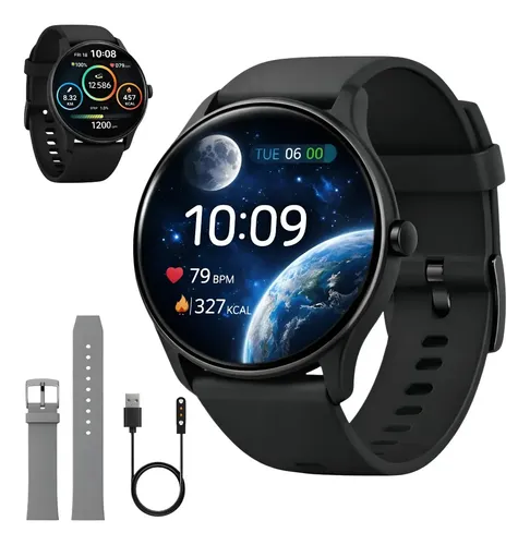 Relógio Smartwatch Inteligente Masculino Ip68 À Prova D'água Notificações Chamadas Bluetooth Saúde Monitoramento De Sono E Esportes Mzcell Preto