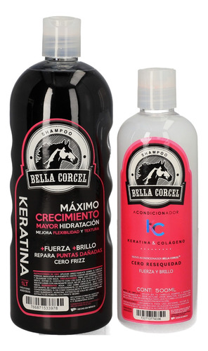  Bella Corcel Kit Shampoo Keratina + Ac Maximo Crecimiento