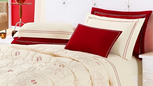Colcha Cobre Leito Cama Casal Queen Box 5 Peças Dupla Face