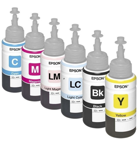 Combo 6 Tintas Epson 673 Original L800 L1800 L805 Negro 70ml