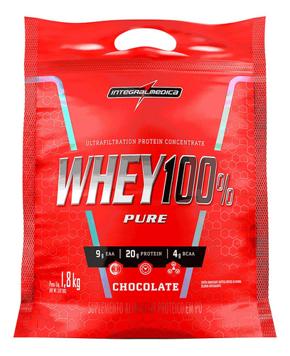 Suplemento em pó Integralmédica  WHEY 100% Whey 100% Pure proteínas Whey 100% Pure sabor  chocolate maltado em sachê de 1.8kg