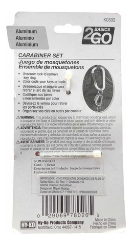 Llavero Aluminio Gancho Hook De Cierre Con 4x Mini Mosquetón