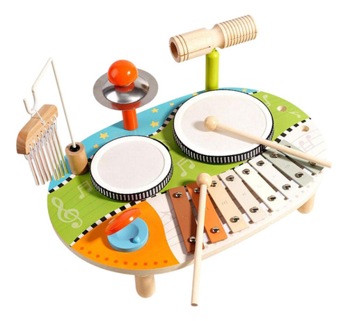Xilófono De Juguete Para Niños, Kit De Batería De Madera,