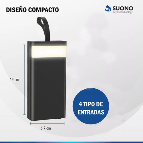 Power Bank Suono Cargador Portátil 20000 Mah Snac-2000 Color Negro