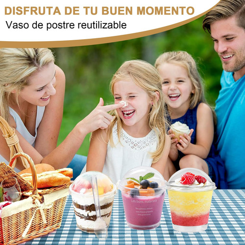 Tazas De Postre 7 Onzas, 50 Vasos De Postre Con Tapas Y