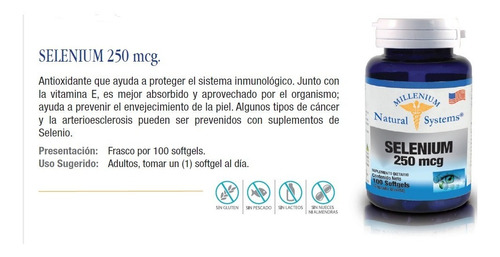 Selenio 250 Mcg Por 100 Capsulas 