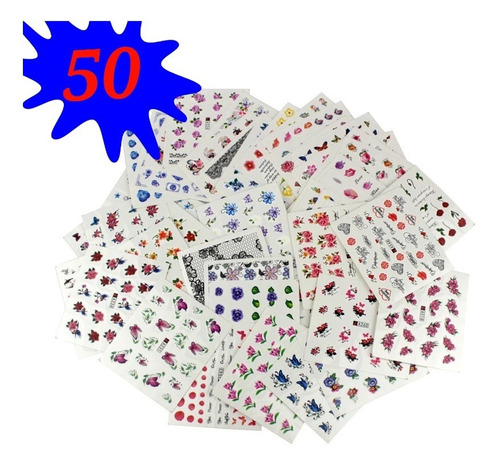 50 Stickers De Uñas Manicura Decoracion Vip