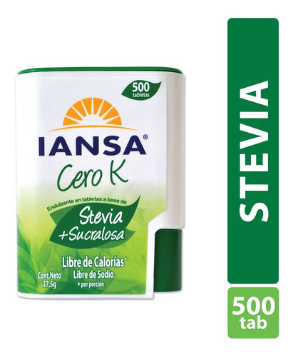 Endulzante Tableta Iansa Cero K Stevia Sucralosa 500 Un