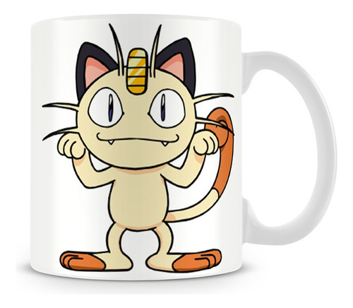 Caneca Pokémon Meowth Cor Branco