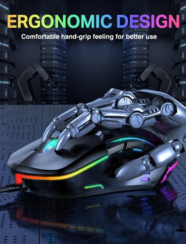 Ratón Para Juegos Con Cable, Luz Rgb Colorida, 3600 Dpi 4 Ni