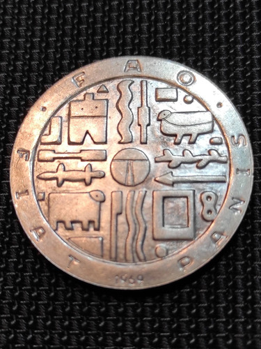 1000 Pesos Uruguay 1969 Moneda Conmemorativa Fao Plata 900 (Usado)