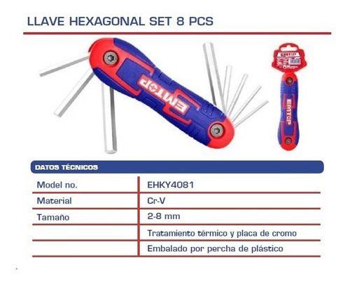 Imagen 2 de 4 de Llave Hexagonal Set 8 Pcs Tipo Navaja