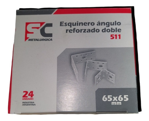 Esquinero Angulo Reforzado Doble 65x65x38 Mm (caja X 24 U.)