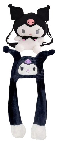 Gorro Orejas Movibles Y Mochila Kuromi Kawaii