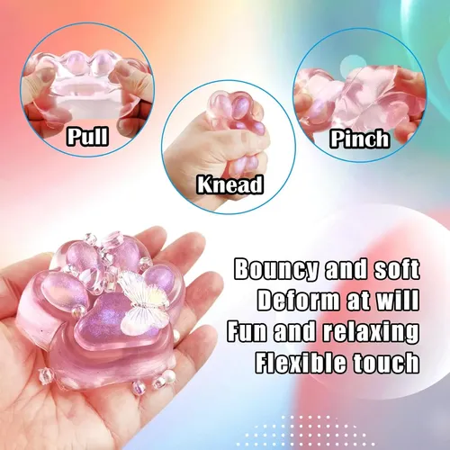 Juguete Anti-estrés De Pata De Gato De 12.7 Cm – Squishy De Gelatina Multicolor, Suave Y Elástico, Ideal Para Aliviar La Tensión Y Regalar