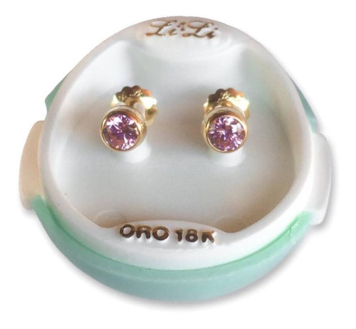 Aros A Rosca  Oro 18k Marca Lili Modelo Redondo Cubic  825  