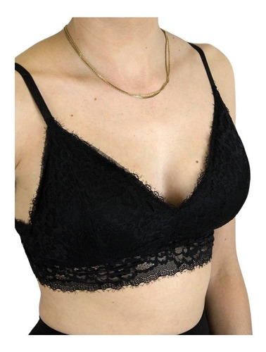 Top, Bralette De Encaje Negro 80225