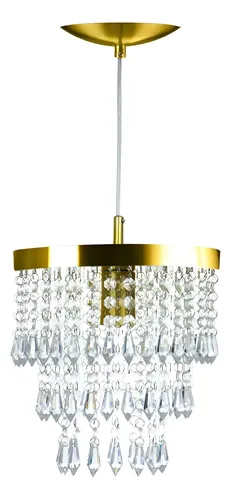 Lustre Pendente Cristal Acrílico Manucrillic Dourado Gold 127/220v