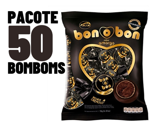 Bombom Bonobon Amargo Pacote Com 50 Unidades - Arcor