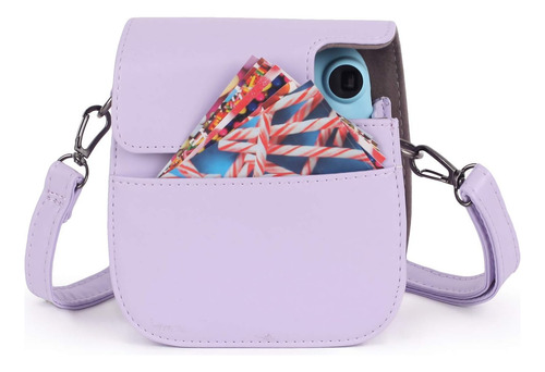 Funda Para Camara Instax Mini 11 Phetium Morado + Correa