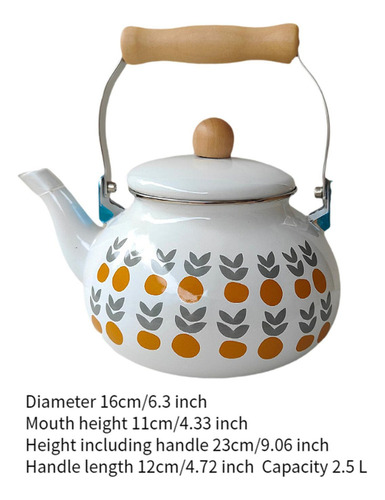 Tetera Esmaltada De , Tetera Decorativa De 2,5 L Con Mango,