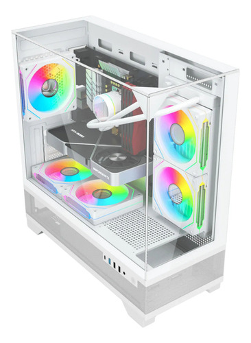Gabinete Gamer Liketec Mahal Snow Mid Tower Topo Vidro S Fan