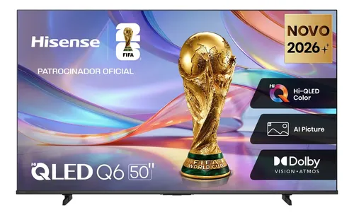 Smart TV Hisense HI-QLED 4K 50" polegadas com Processador AI, Dolby Vision Atmos e Compatibilidade Alexa - 50Q6QVV