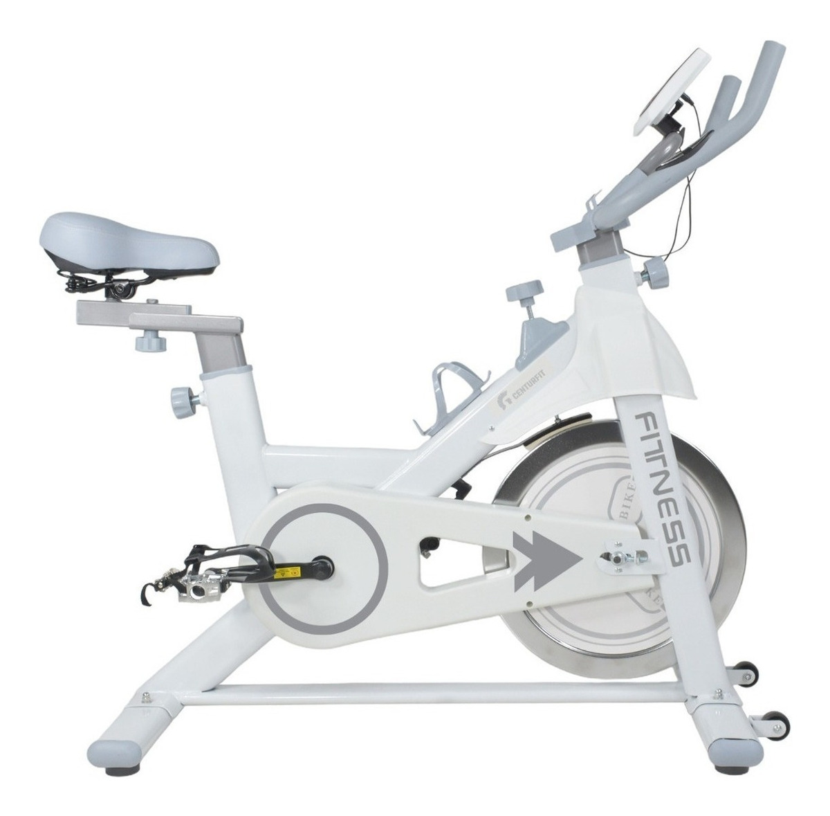 Bicicleta fija Centurfit MKZ-BICSPIN11BLA para spinning color blanco y gris