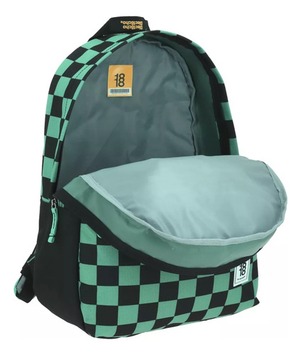 Mochila Grande Chenson Colors24 1818 Juvenil Cuadros Verde