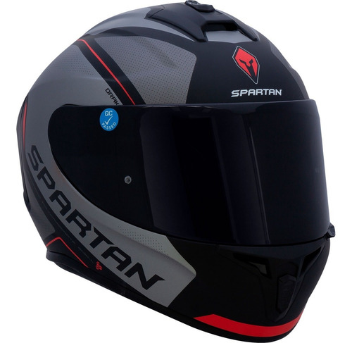 Imagen 4 de 6 de Casco Integral Spartan Draken Gear Negro Mate Gris